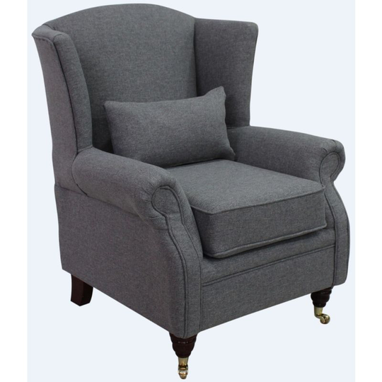 Wing Chair Fireside High Back Armchair Jersey Dove Fabric