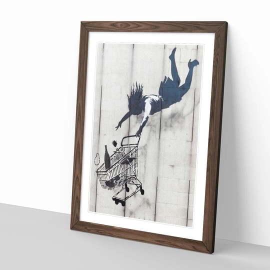 'Shop Until You Drop Graffiti' by Banksy Framed Painting Print