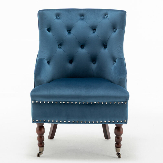Upholstered Tufted Velvet accent Armchair in blue - blue