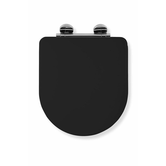 Iseo Toilet Seat d Shape Modern Soft Close Flexi Fix Bathroom Wood Black - Black - Croydex