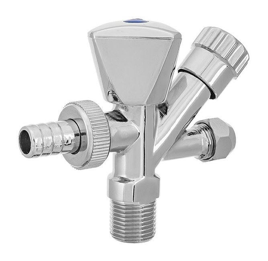 Invena - 1/2 Inlet x 3/4 Washing Machine Outlet x M10 Tap Outlet Connection Valve Chrome