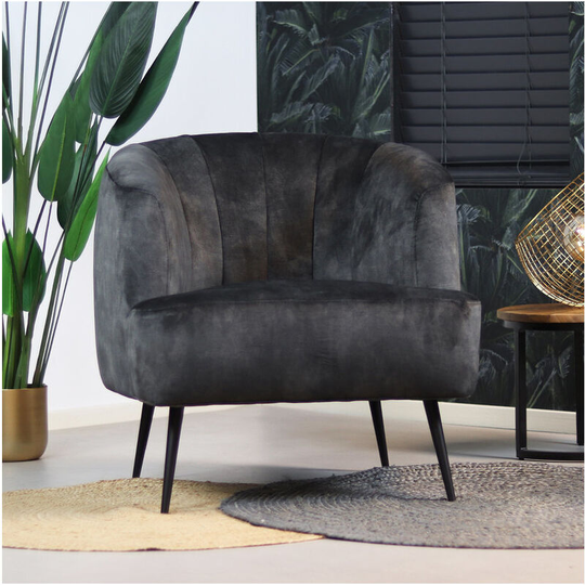 Velvet armchair Billy Anthracite - Anthracite