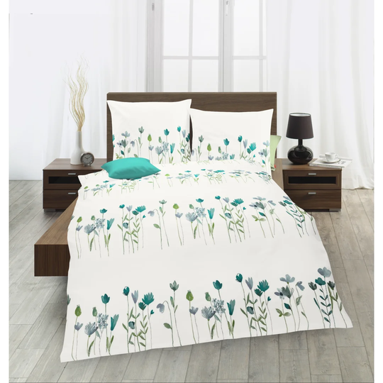 Donna White/Green 144 TC Duvet Cover Set
