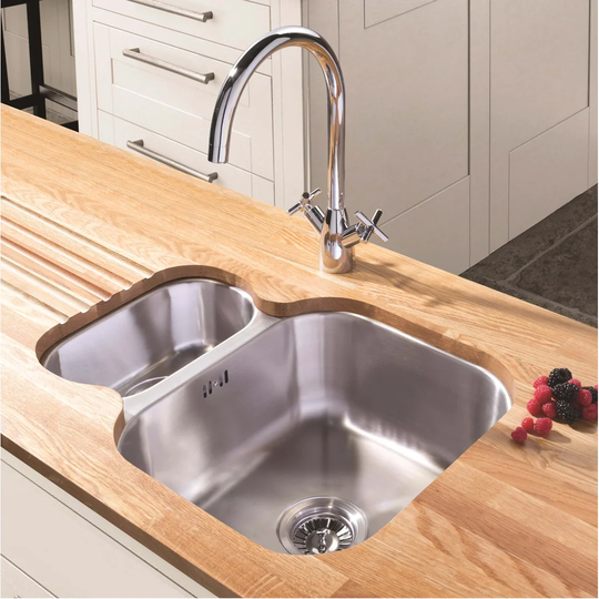 59.4cm x 46cm 1.5 Bowl Undermount Right Hand Main Bowl Kitchen Sink