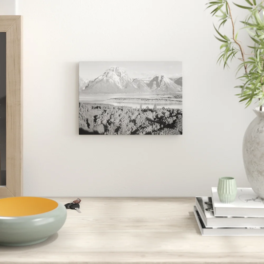 'Mount Moran in Grand Teton Wyoming' by Ansel Adams Graphic Art