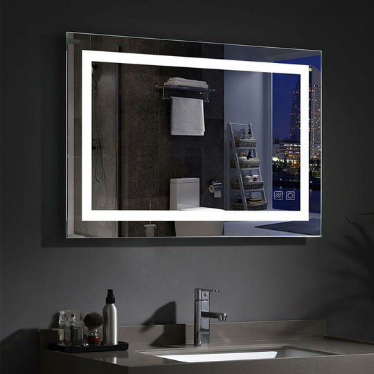 Lisa - 900x600mm Bathroom Mirrors with Shaver Socket led Lights Illuminated Backlit Wall Mount Light Up Mirror Dimmable Switch Demister Heated Pad