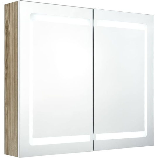 Vidaxl - led Bathroom Mirror Cabinet White and Oak 80x12x68 cm White