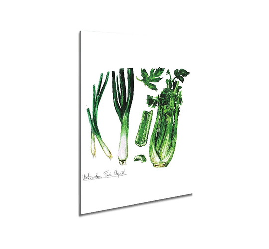 Celery and Leeks - Unframed Painting on Metal