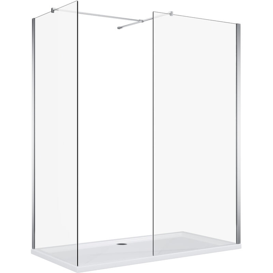 Walk in Shower Door 8mm Tempered Glass Shower Cabin with Side Panel Screen 760mm & 900mm + Shower Tray 1400x900mm + Free Waste Trap Cover - Elegant