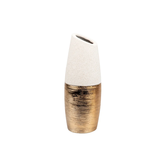 Gosford Beige/Gold 27Cm Ceramic Table Vase