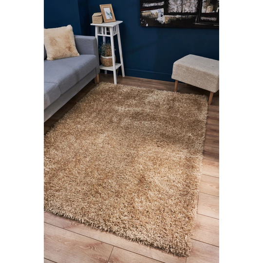 Symple Stuff Ontario Beige Shaggy Cotton Machine Made Area Rug