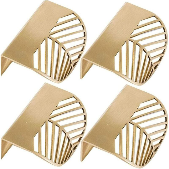 4pcs Leaf Shape Gold Cupboard Handles Gold Brass Cabinet Handles Copper Kitchen Door Handles Drawer Pull Knobs 6mm Hardware for 20MM Door Thickness
