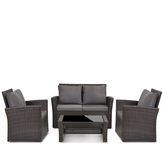 Agathla Rattan 4 Seater Sofa Set with Cushions