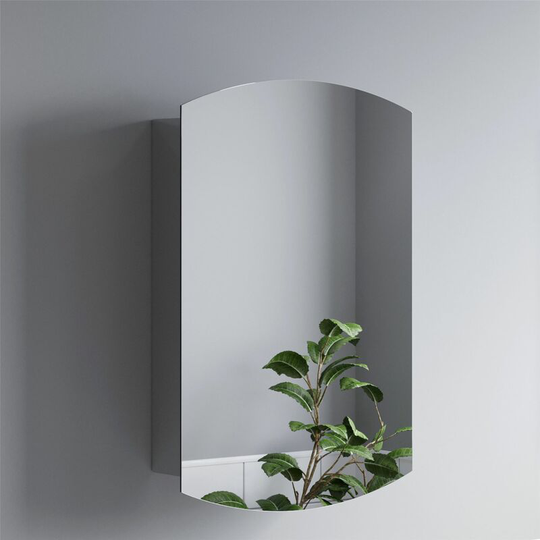 Bathroom Single Door Mirror Stainless Steel Square Edge Modern Cabinet 400x600mm - Silver