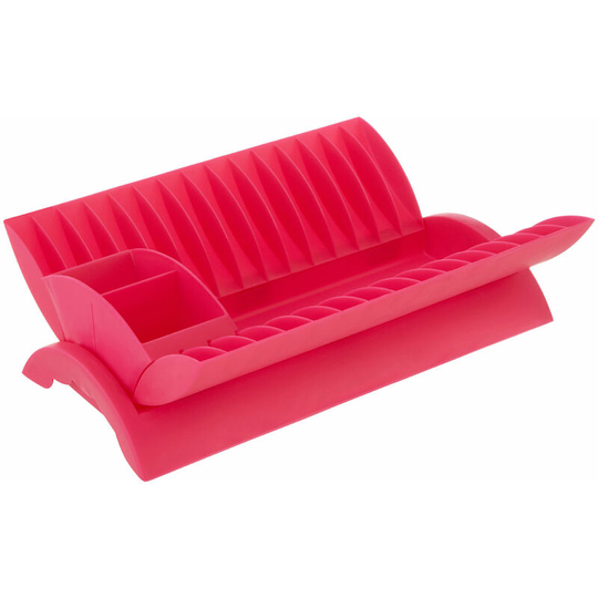 Hot Pink Dish Drainer with Cutlery Caddy - Premier Housewares