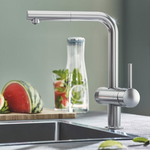 Grohe Blue Pure Minta Filtered Pull Out Kitchen Mixer Tap Starter Kit - SuperSteel 30382DC0