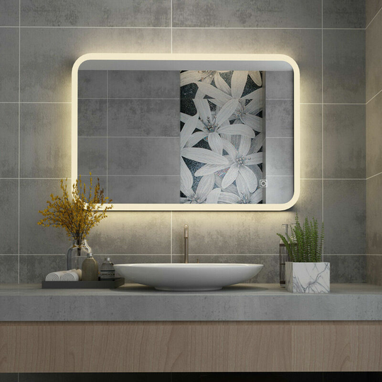 Miqu - 500 x 700mm Bathroom Mirrors with led Lights Illuminated Backlit Wall Mount Light Up Mirror Dimmable Switch Demister Heated Pad