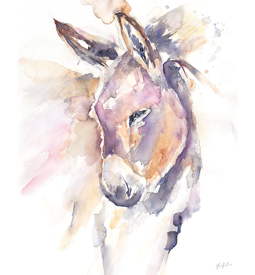 'Thoughtful Donkey' - Wrapped Canvas Painting Print
