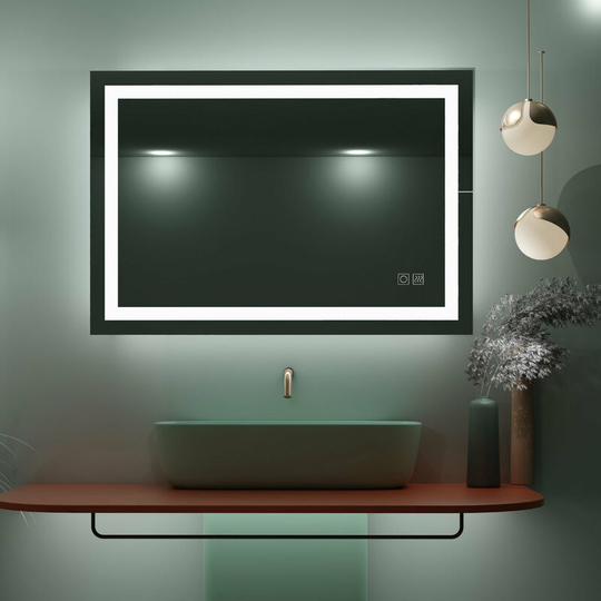 Lisa - 900x600mm Backlit Illuminated led Bathroom Mirror with Shaver Socket Demister Pad Touch Sensor 3 Color Dimmable Vertical Horizontal Wall