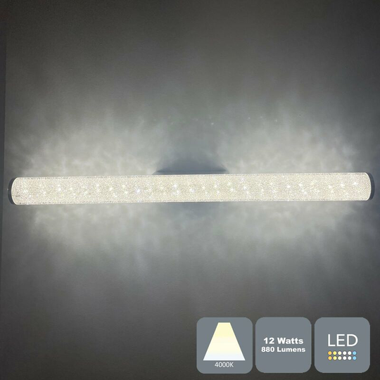 Modern Crushed Crystal led Bathroom Mirror Light Ceiling Light IP44, 12 Watts Cool White (4000K)