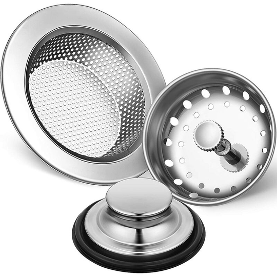 3 Pieces Kitchen Sink Stopper Garbage Disposal Stopper, Universal Stainless Steel Anti-Clog Kitchen Sink Filter Strainer Basket Colander, Wide Brim