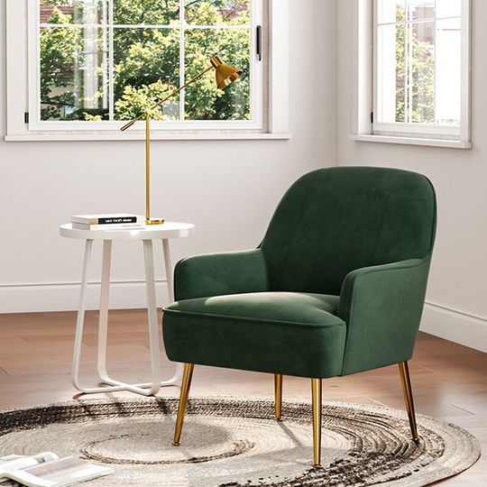 Leisure Velvet Armchair, Green - Livingandhome