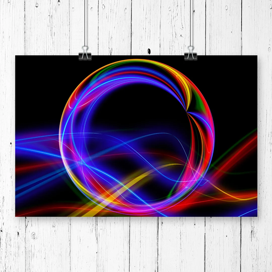 'Blue and Purple Abstract Lights' Graphic Art