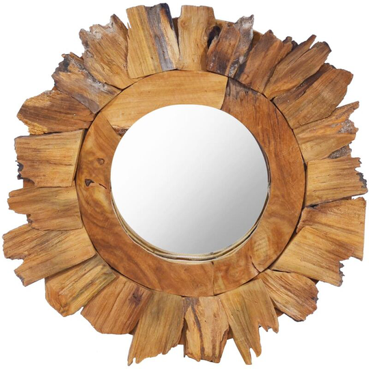 Wall Mirror 40 cm Teak Round - Hommoo