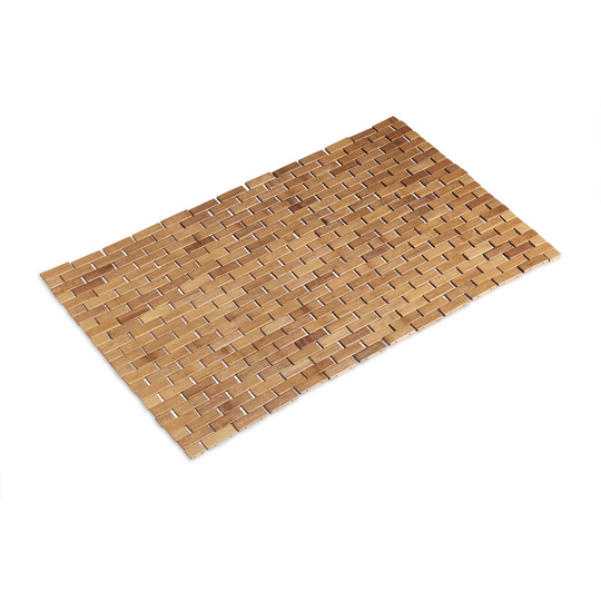 Bamboo Bath Mat 50x80 cm, Bathtub Rug, Hygienic, Foldable, Floor Mat for Indoors, Natural - Relaxdays
