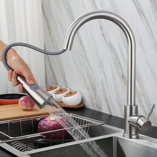 Kitchen Faucet, High Arc Sink Faucet with Extendable Spray, 360 ° Rotating Sink Mixer with 3 Spray Modes Stainless Steel Kitchen Mixer Tap