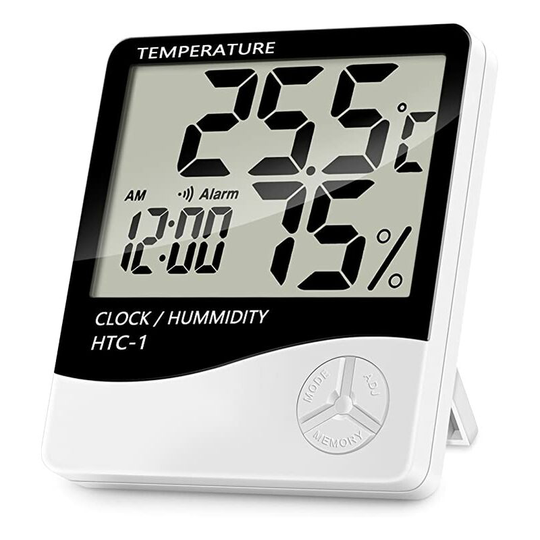 Indoor Digital Hygrometer Thermometer, Accurate Room Temperature Humidity Monitor with Alarm Clock - Easy to Read, Max/Min Logging, Home lcd Display