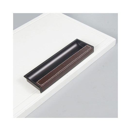 All Aluminum Integrated Leather Handle Cabinet Door, Hidden Single Leather Handle