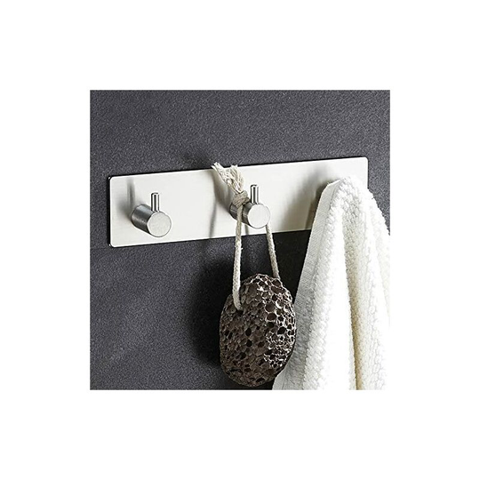 Perlerare - Self-adhesive Wall Mounted Towel Hook Stainless Steel, No Drilling, Wall Mounted Towel Holder with 3 Hooks