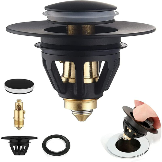 Gift - Bathroom Sink Stopper Sink Drain Filter Universal Pop Up Bathtub Filter Hair black 34~40mm