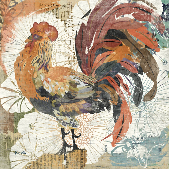 Rooster Flair II by Evelia Designs - Wrapped Canvas Painting