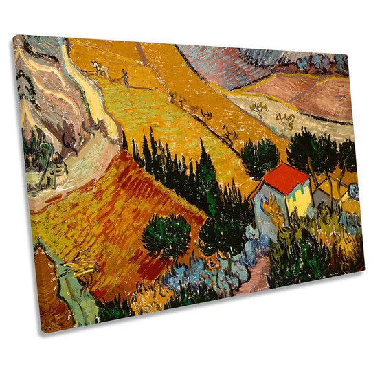 Vincent Van Gogh Landscape House And Ploughman CANVAS WALL ART Print