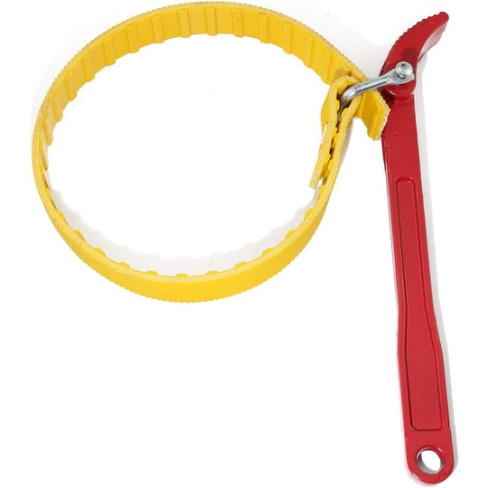 Multi-Purpose Belt Strap Wrench, 23' (585mm) Length Adjustable Strap and 12' (300mm) Steel Handle Yellow