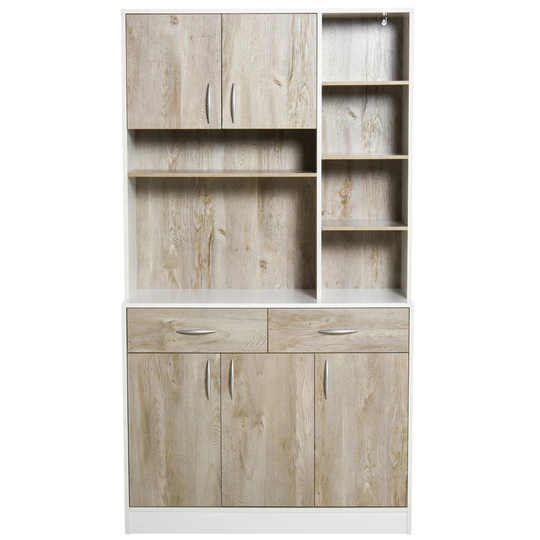 Kitchen Storage Cabinet Unit With Counter Top, Adjustable Shelves, Drawers For Dining Room