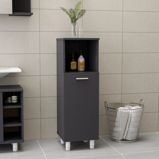 Bathroom Cabinet High Gloss Grey 30x30x95 cm Chipboard