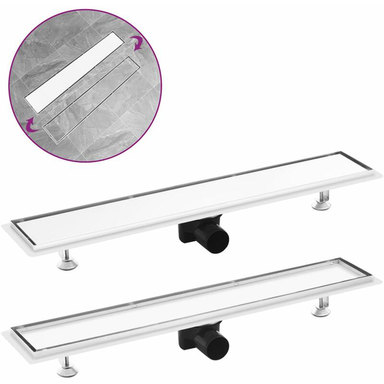 Shower Drain with 2-in-1 Cover 73x14 cm Stainless Steel