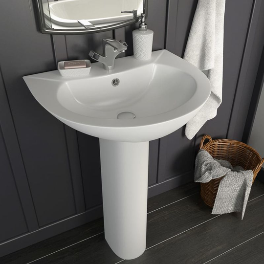 Freestanding Basin with Pedestal Ceramic White 520x440x190 mm VD05012 - Hommoo