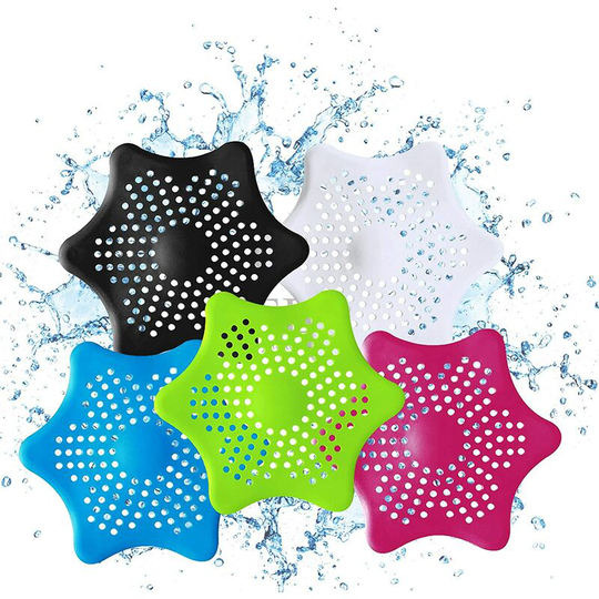 Silicone drain - Set of 5 - Kitchen and bathroom drain - Hair strainer - Bath strainer - Washbasin - Shower (Mix) - Litzee