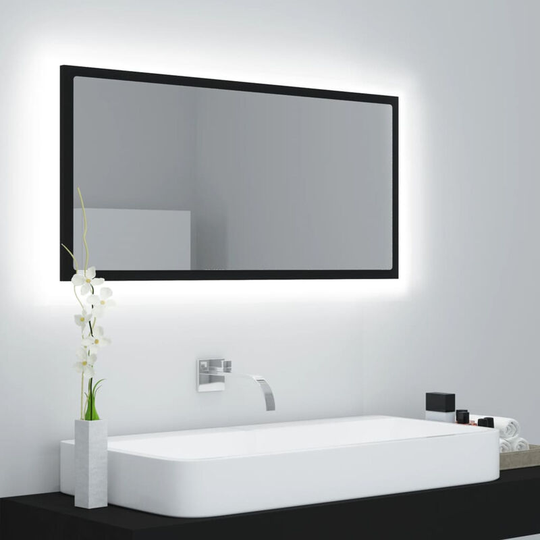 Led Bathroom Mirror Black 90x8.5x37 cm Chipboard