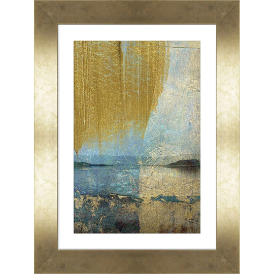 Gold on Blue II - Picture Frame Graphic Art