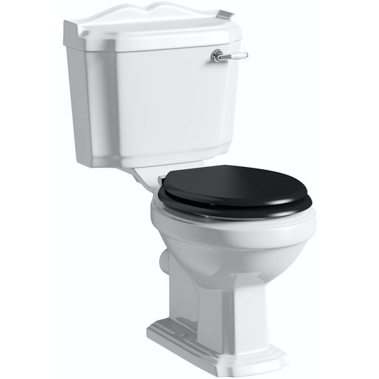 Winchester close coupled toilet with painted wood seat black - White/Black - Orchard