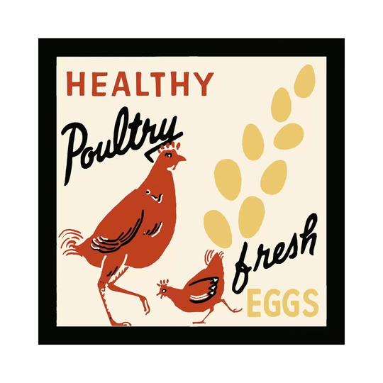 Healthy Poultry-Fresh Eggs - Vintage Ad Poster by Retro Series - Wrapped Canvas Painting