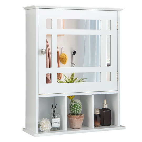Porcelli 48cm x 60cm Surface Mount Mirror Cabinet