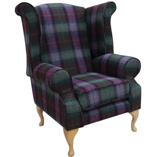 Modern Chesterfield Edward Wool Tweed Wing chair Topaz Designersofas4u