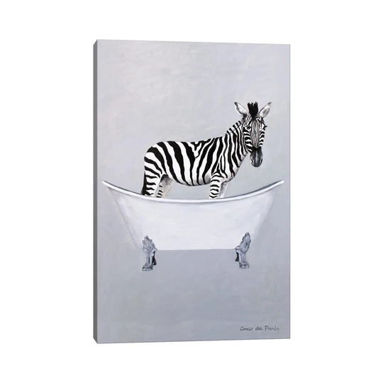 Zebra in Bathtub by Coco de Paris - Wrapped Canvas Painting Print
