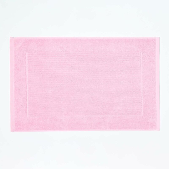 HOMESCAPES Imperial Plain Cotton Pink Bath Mat - Pink - Pink - Pink